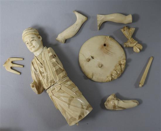 A Meiji carved ivory sectional figure